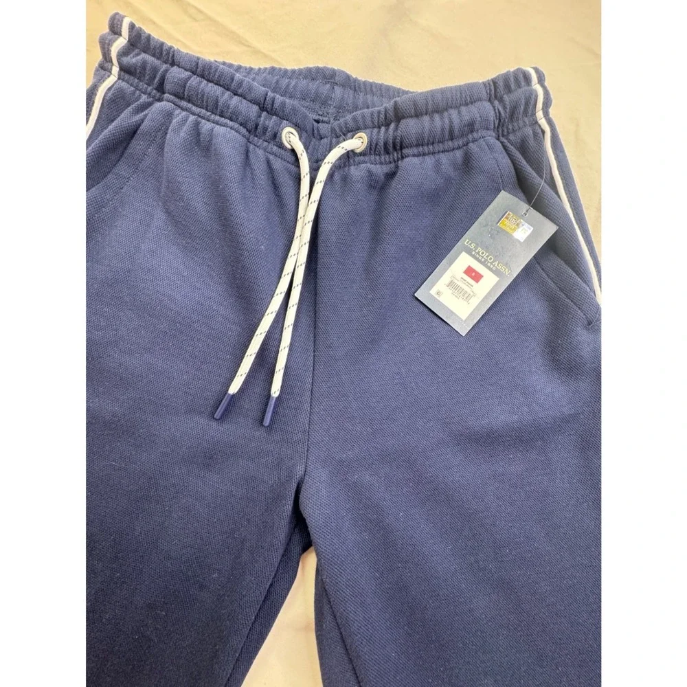 US Polo Assn Mens Navy Blue Side Stripe Jogger Sweatpants Small NWT
